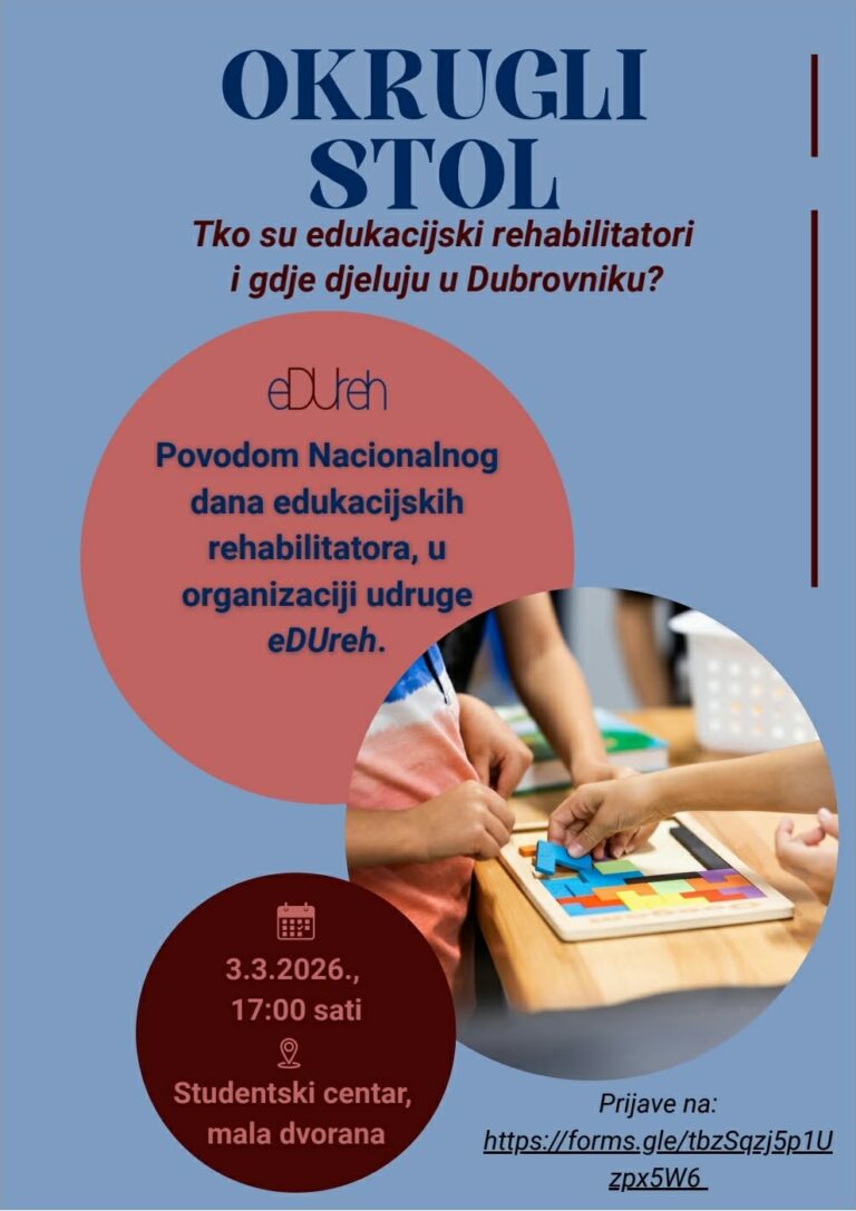 Okrugli stol: Tko su edukacijski rehabilitatori i gdje djeluju u Dubrovniku?
