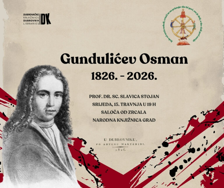 Slavica Stojan održati će predavanje “Osman” posvećeno znamenitom epu Ivana Gundulića