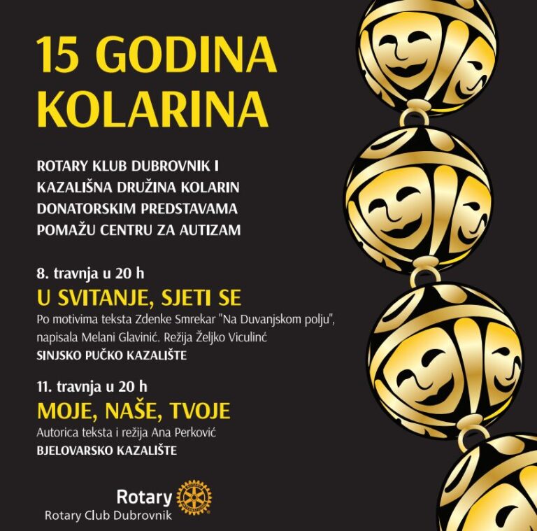 Uz Svjetski dan autizma: Rotary Dubrovnik i Kolarini donatorskim predstavama pomažu Centru za pružanje usluga u zajednici