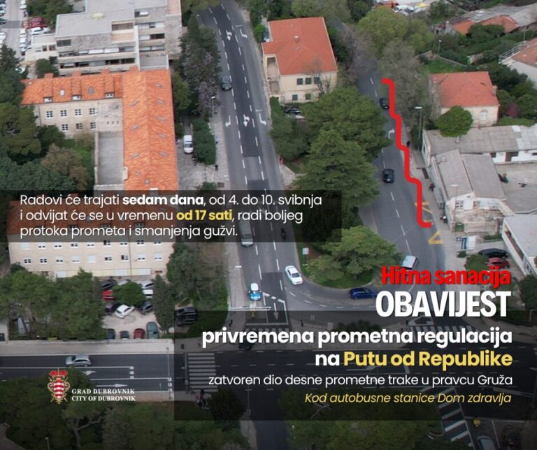 Zatvorena je prometna traka kod Doma zdravlja, očekuju se gužve