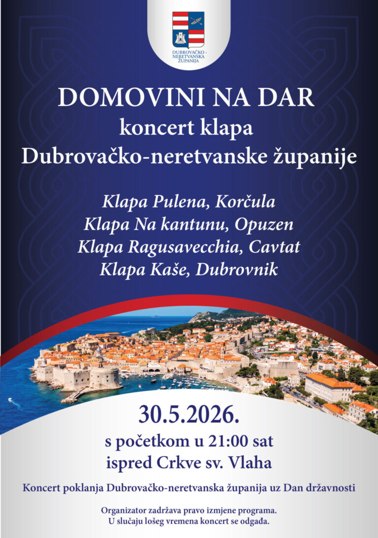 Uz Dan državnosti večeras pred Crkvom sv. Vlaha koncert klapa