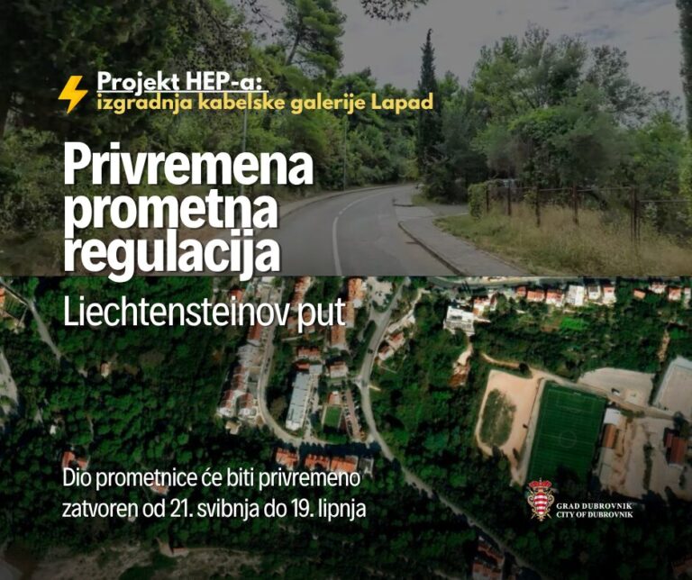 Od četvrtaka privremena prometna regulacija na dijelu prometnice Liechtensteinov put