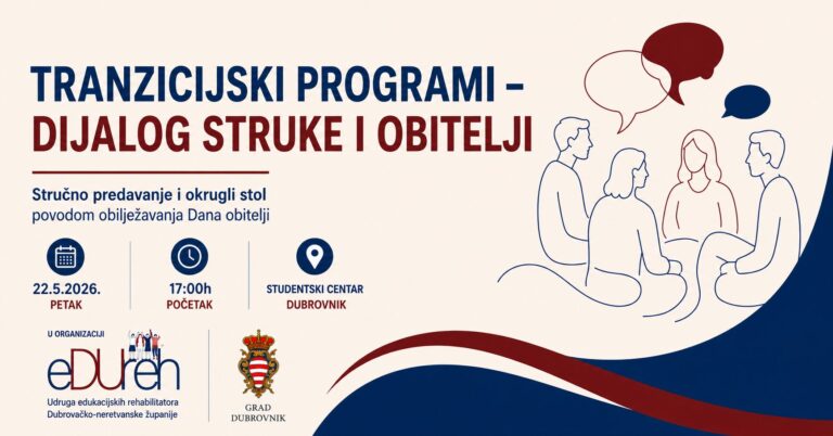 Udruga edukacijskih rehabilitatora DNŽ organizira stručno predavanje i okrugli stol “Tranzicijski programi – dijalog struke i obitelji”