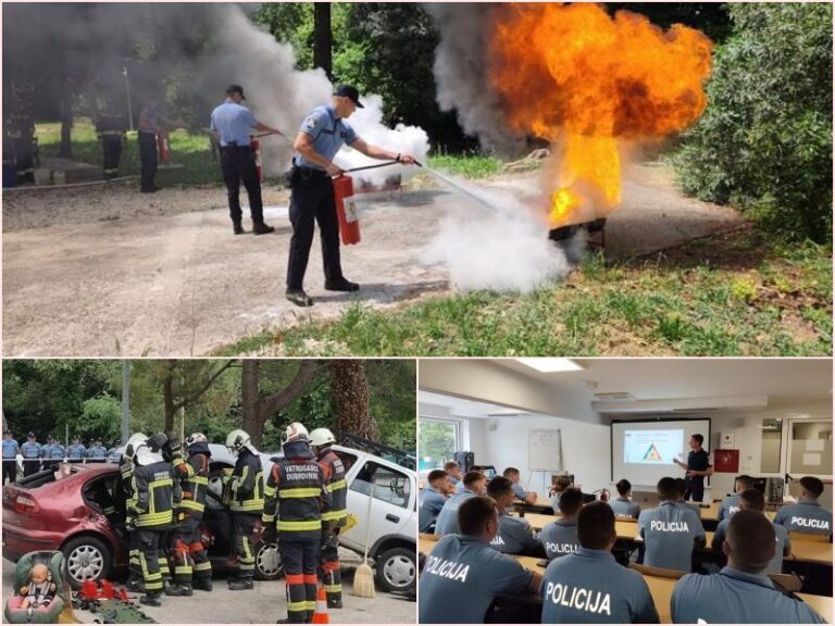 FOTO/VIDEO: Napuhanci i “mini” kanaderi privukli pažnju djece u vježbi Dubrovačkih vatrogasaca i mladih policajaca