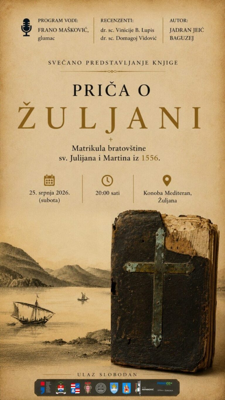 Jadran Jeić Baguzej predstavlja monografiju „Priča o Žuljani“ – knjigu koja donosi nova otkrića o povijesti Pelješca