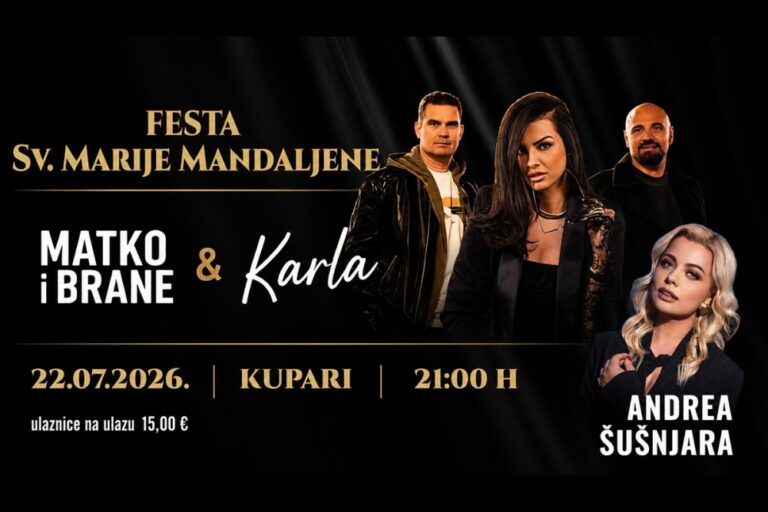 Festa Svete Marije Mandaljene uz koncert Matka i Brane i Andree Šušnjare u Kuparima