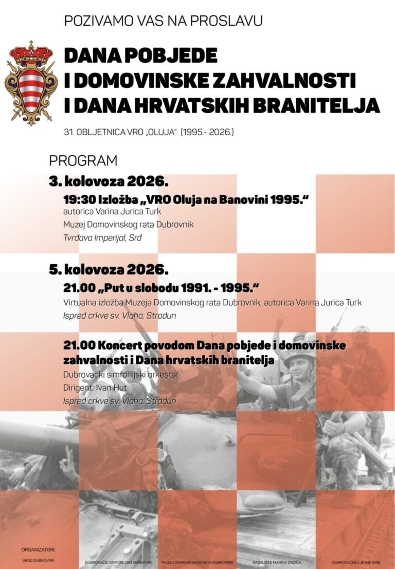PROGRAM – Proslava Dana pobjede i domovinske zahvalnosti, Dana hrvatskih branitelja i 31. obljetnice VRO Oluja