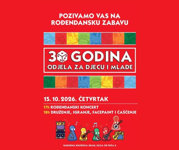 Odjel za djecu i mlade Narodne knjižnice Grad uz glazbu i igru slavi 30. rođendan