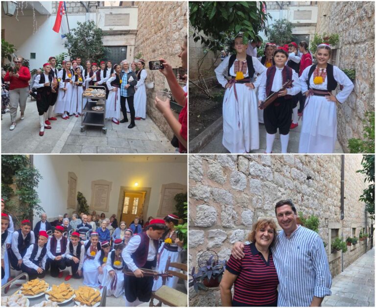 FOTO/ VIDEO: Mali Konavljani, članovi KUD-a Stjepan Radić iz Pridvorja, posjetili korisnike Doma za starije osobe Domus Christi