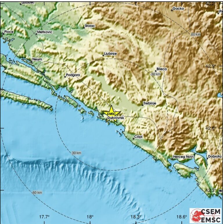 Blaži potres zatresao Dubrovnik i okolicu